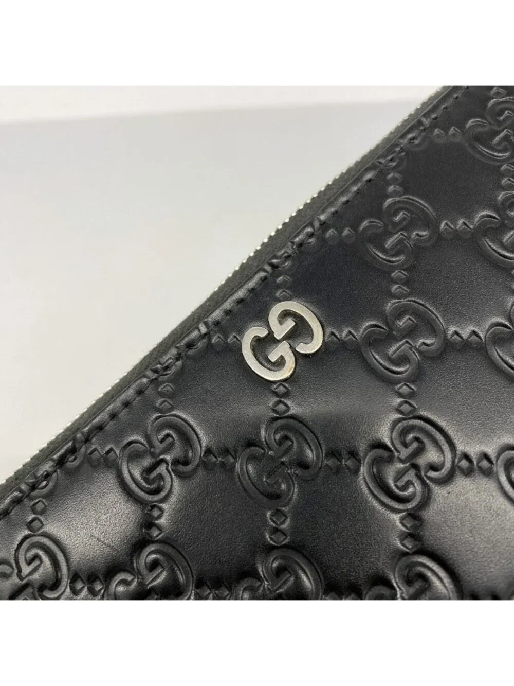★SOLD★ Gucci Wallet Guccissima Leather Black Silver - Picture 8 of 10